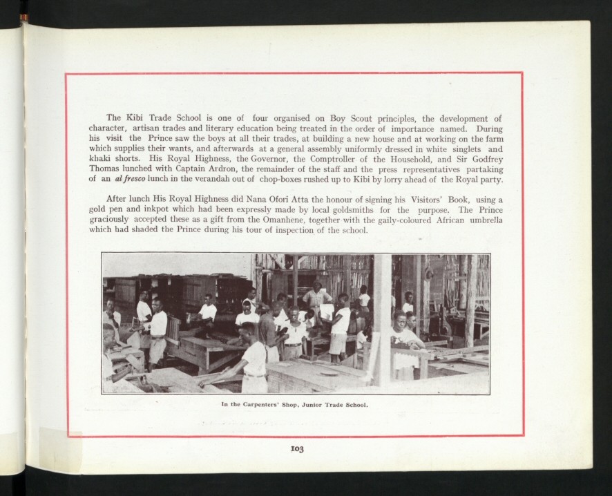 Carpentry instruction at the Junior Trade School in Kyebi in 1925